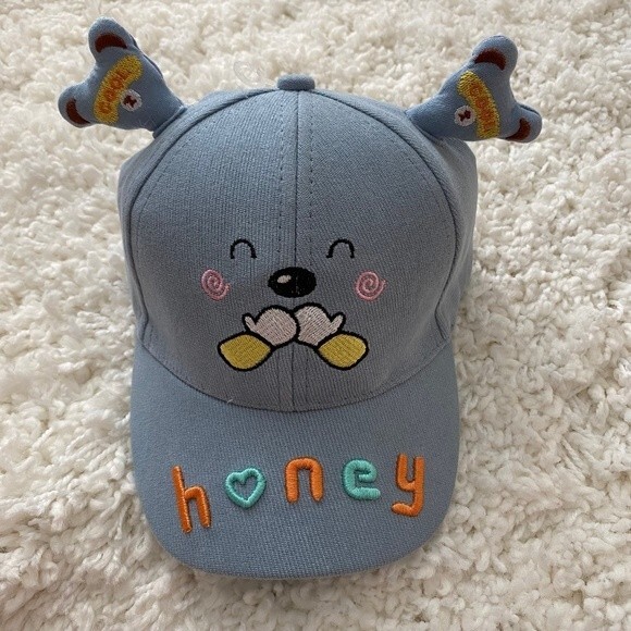 Children's Ball Cap Other - Children's Cute Hat. Blue. One Size. Embroidered "Honey" Writing. Velcro. Fun.